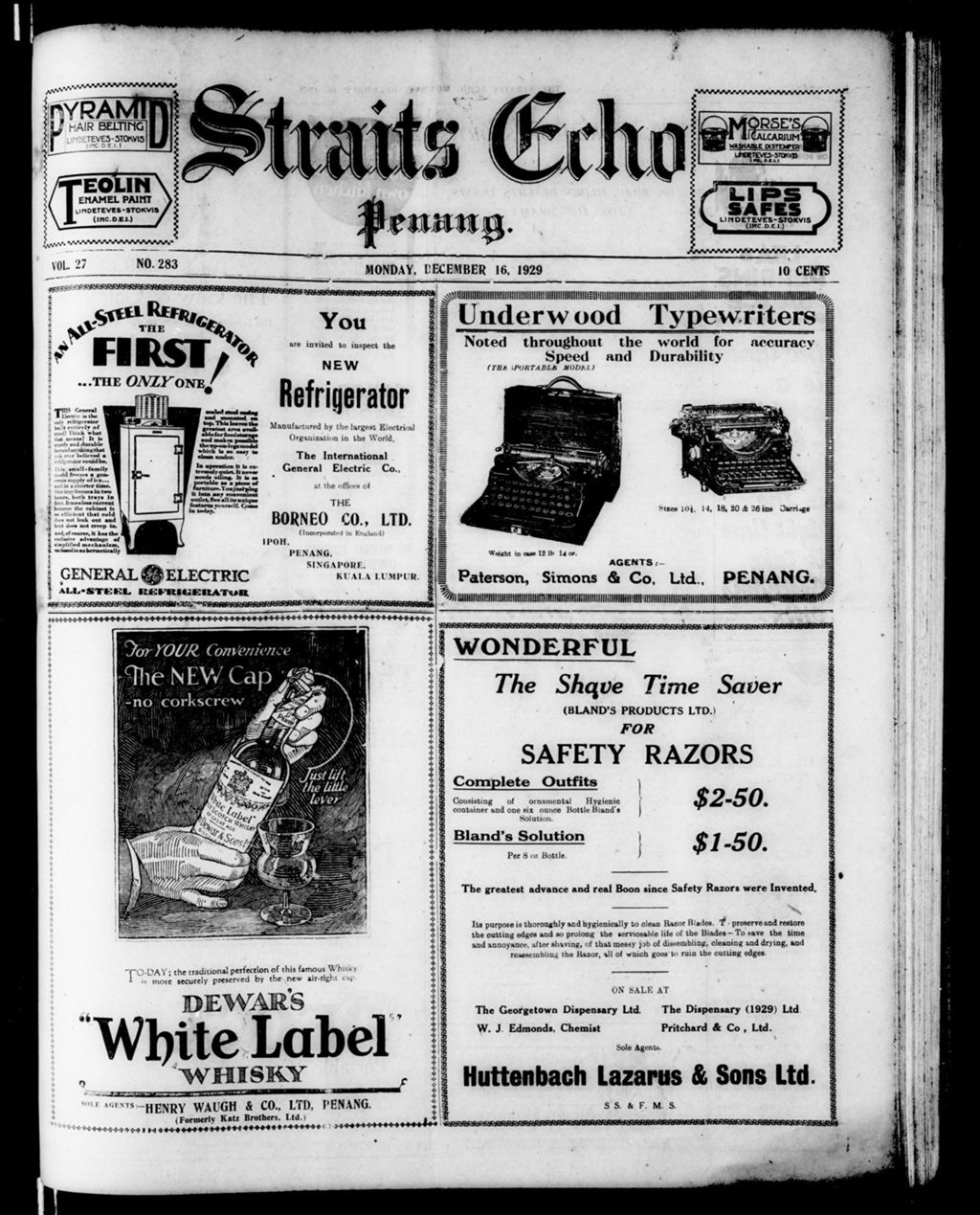 Miniature of Straits Echo 16 December 1929