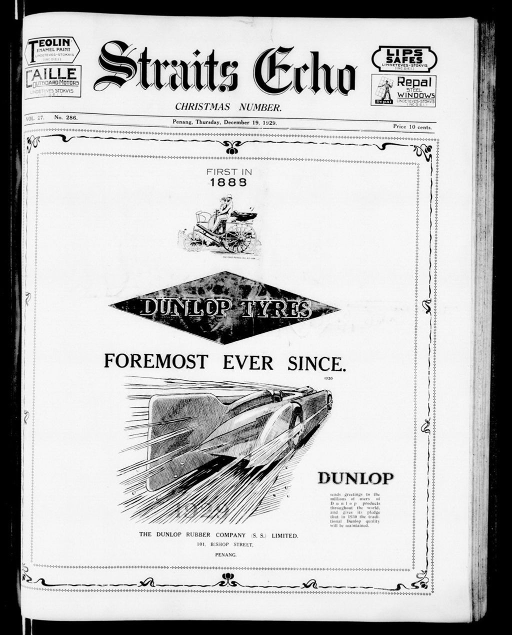 Miniature of Straits Echo 19 December 1929