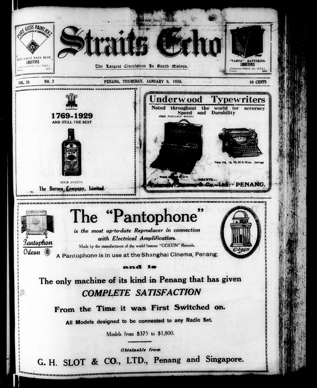 Miniature of Straits Echo 09 January 1930