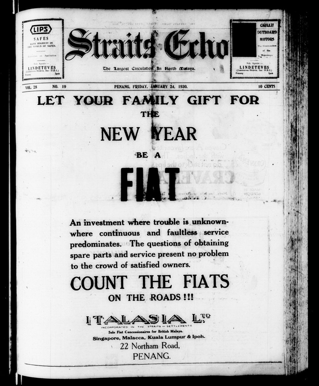 Miniature of Straits Echo 24 January 1930