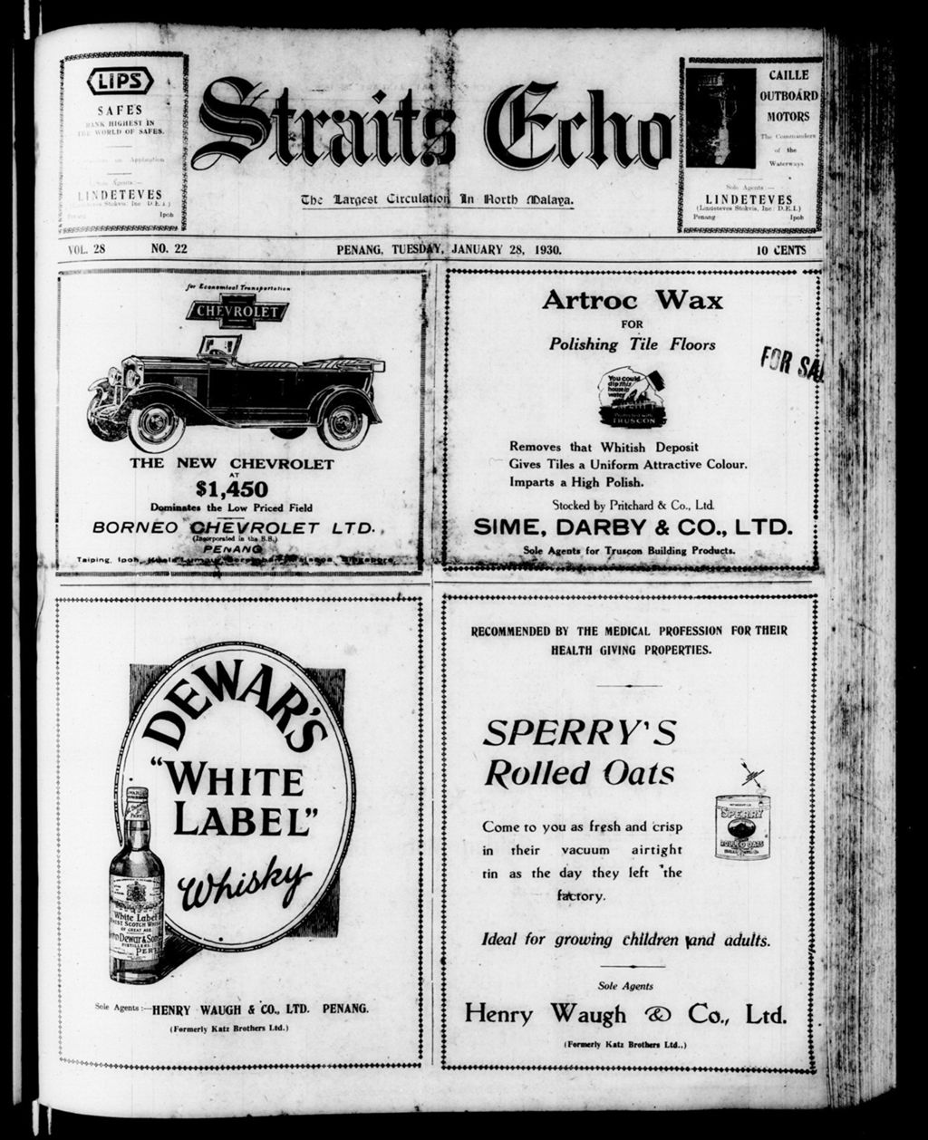 Miniature of Straits Echo 28 January 1930