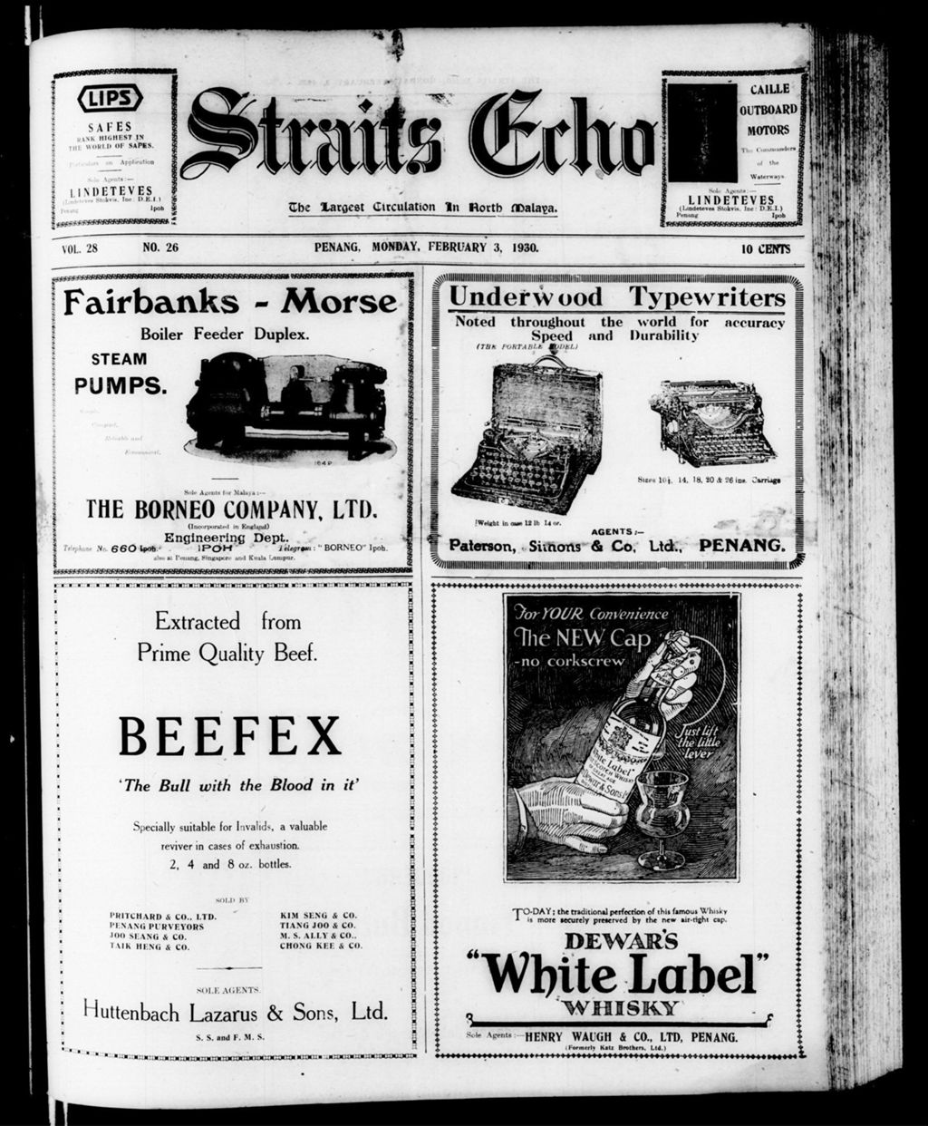 Miniature of Straits Echo 03 February 1930