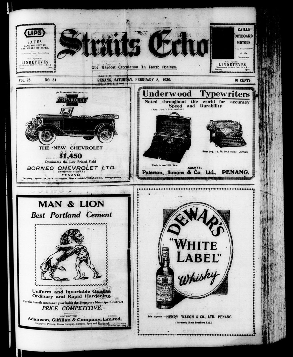 Miniature of Straits Echo 08 February 1930