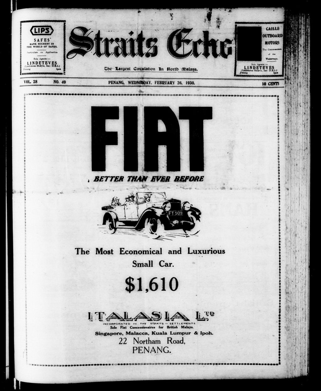 Miniature of Straits Echo 26 February 1930