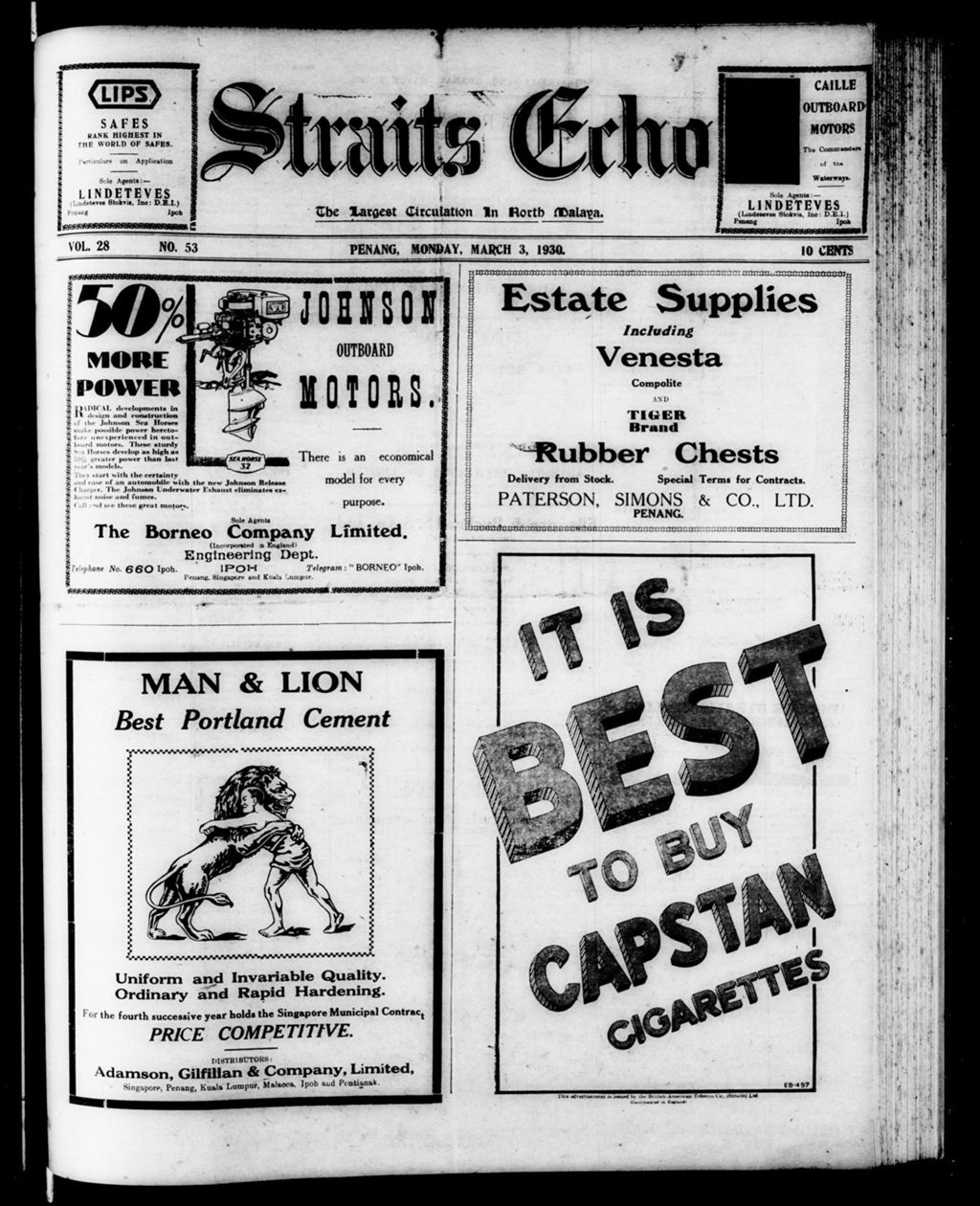 Miniature of Straits Echo 03 March 1930