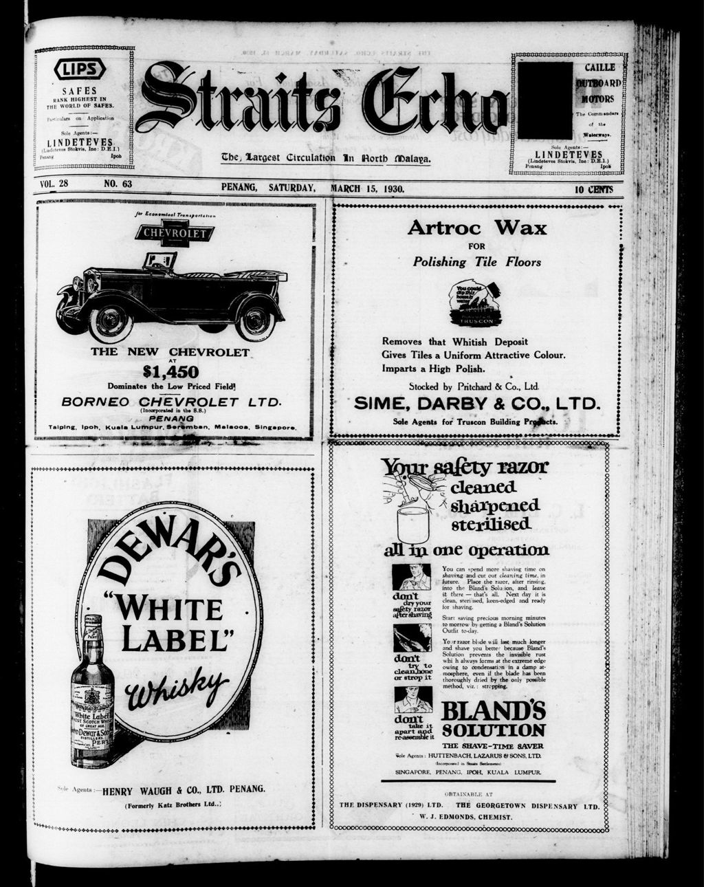 Miniature of Straits Echo 15 March 1930