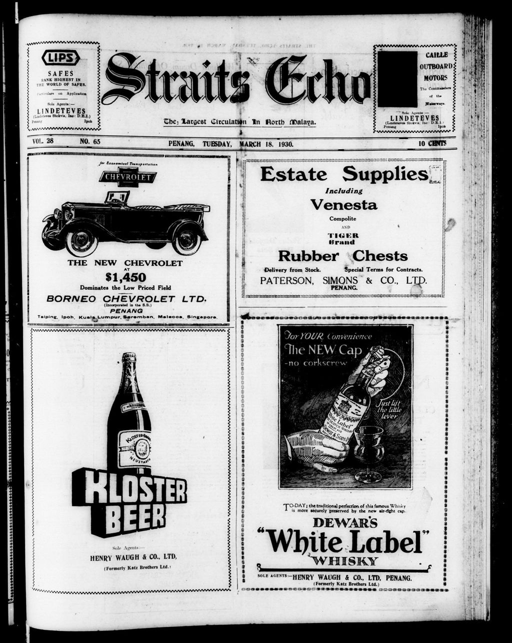 Miniature of Straits Echo 18 March 1930