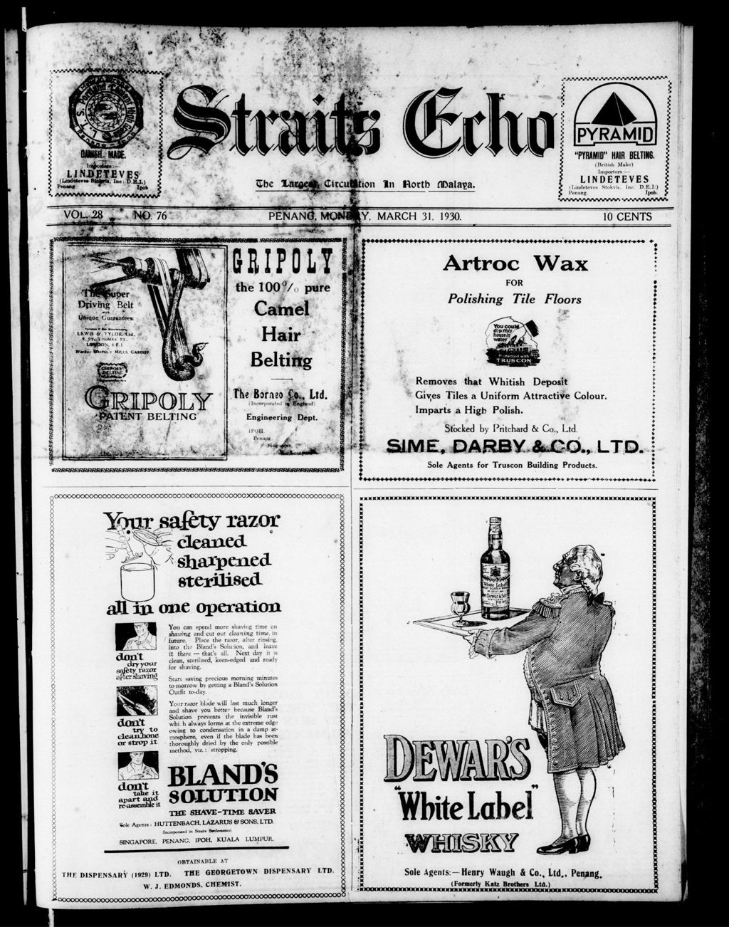 Miniature of Straits Echo 31 March 1930