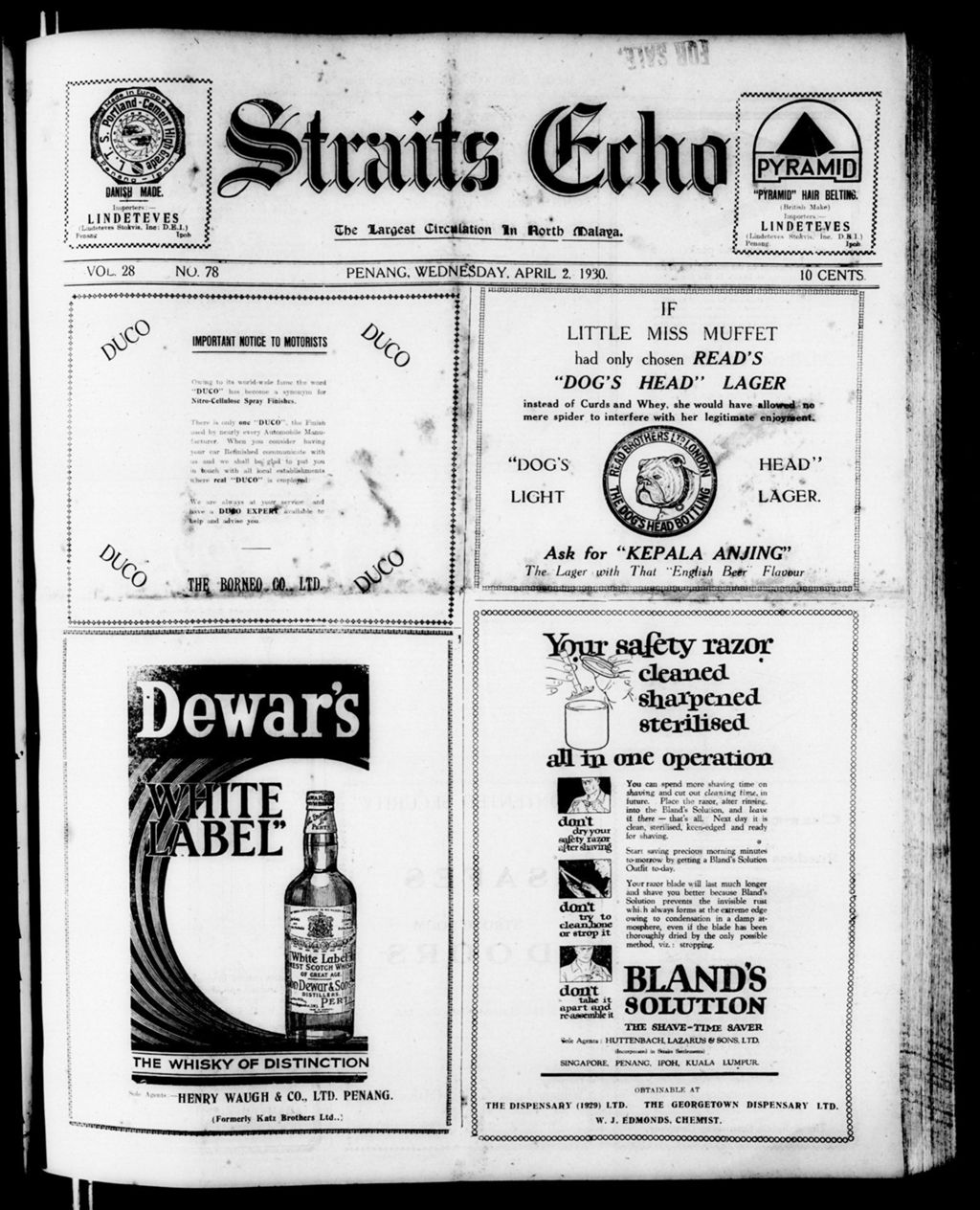 Miniature of Straits Echo 02 April 1930