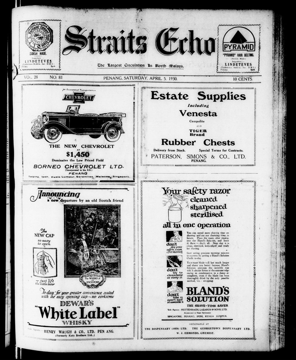 Miniature of Straits Echo 05 April 1930