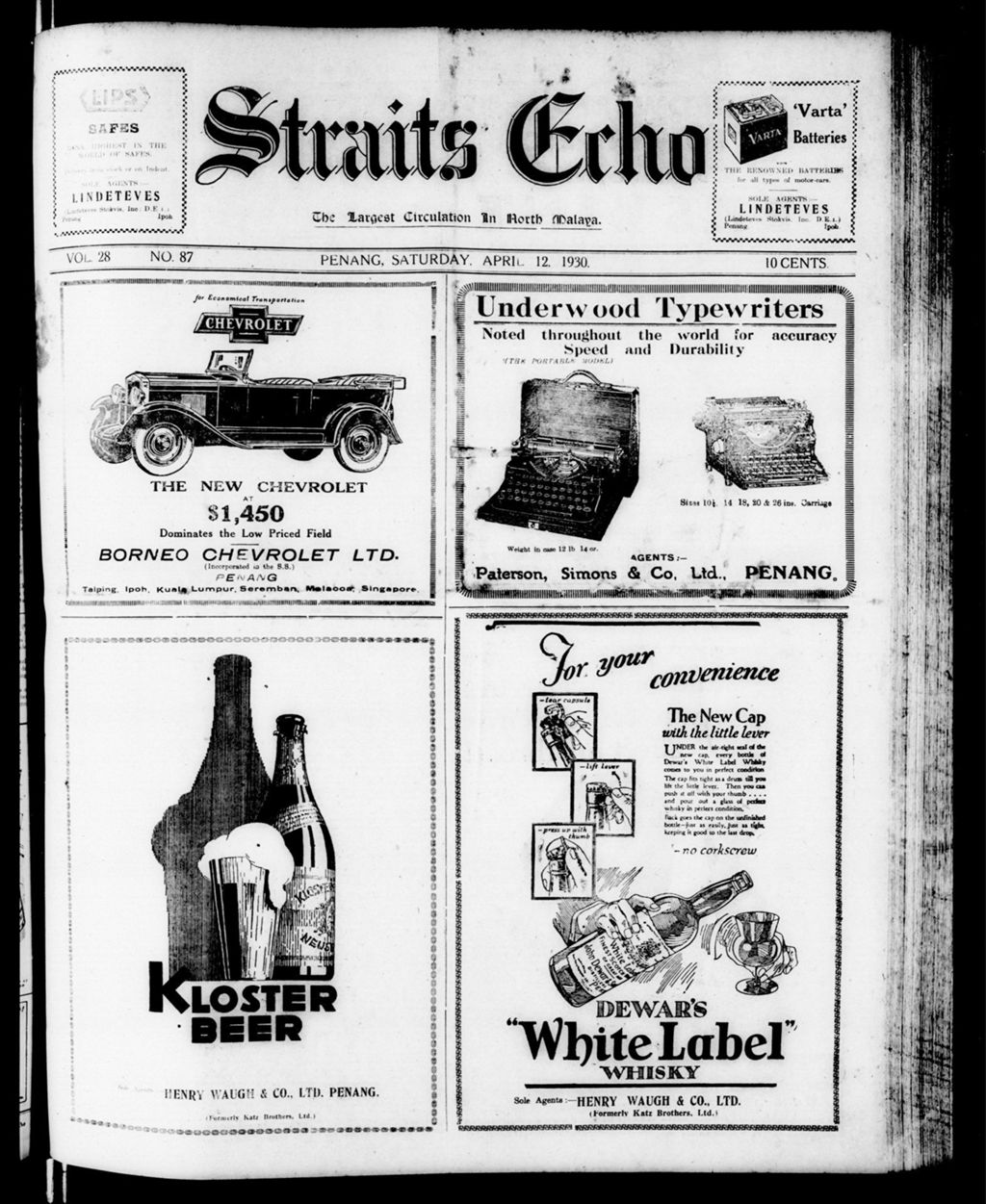 Miniature of Straits Echo 12 April 1930