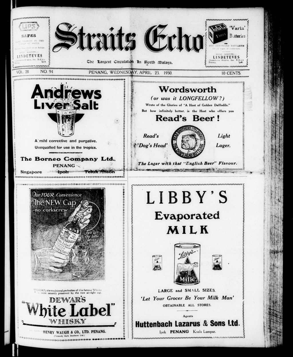 Miniature of Straits Echo 23 April 1930