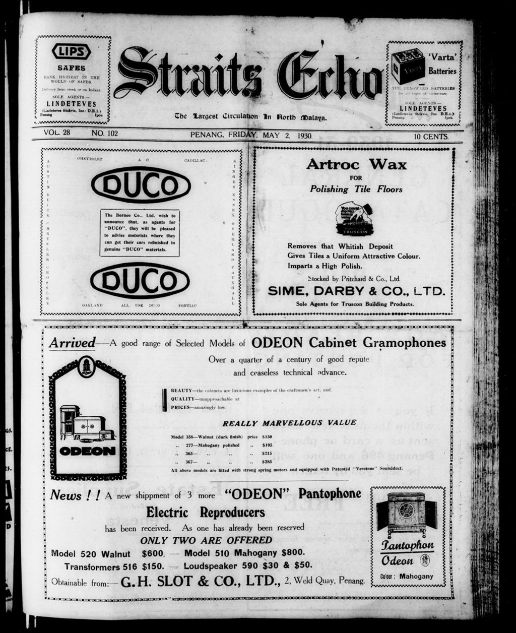 Miniature of Straits Echo 02 May 1930