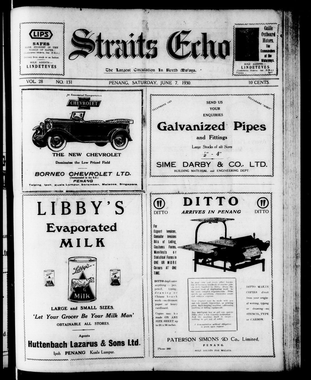 Miniature of Straits Echo 07 June 1930