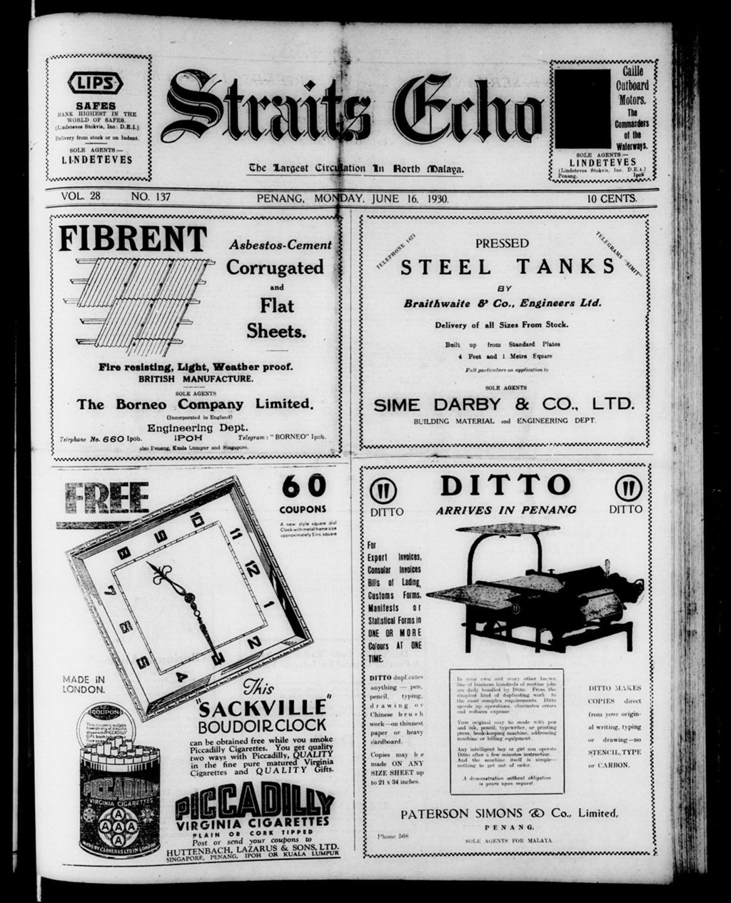 Miniature of Straits Echo 16 June 1930