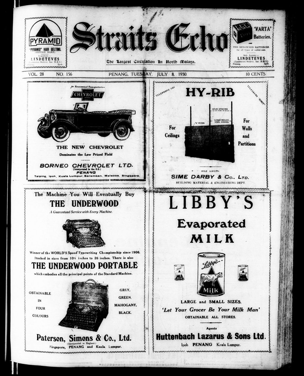 Miniature of Straits Echo 08 July 1930