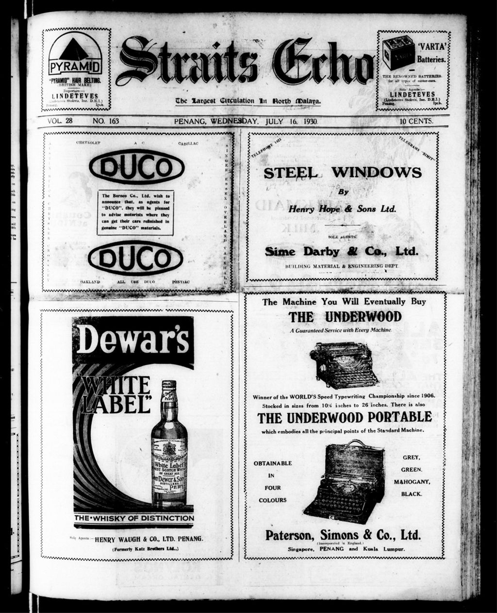 Miniature of Straits Echo 16 July 1930