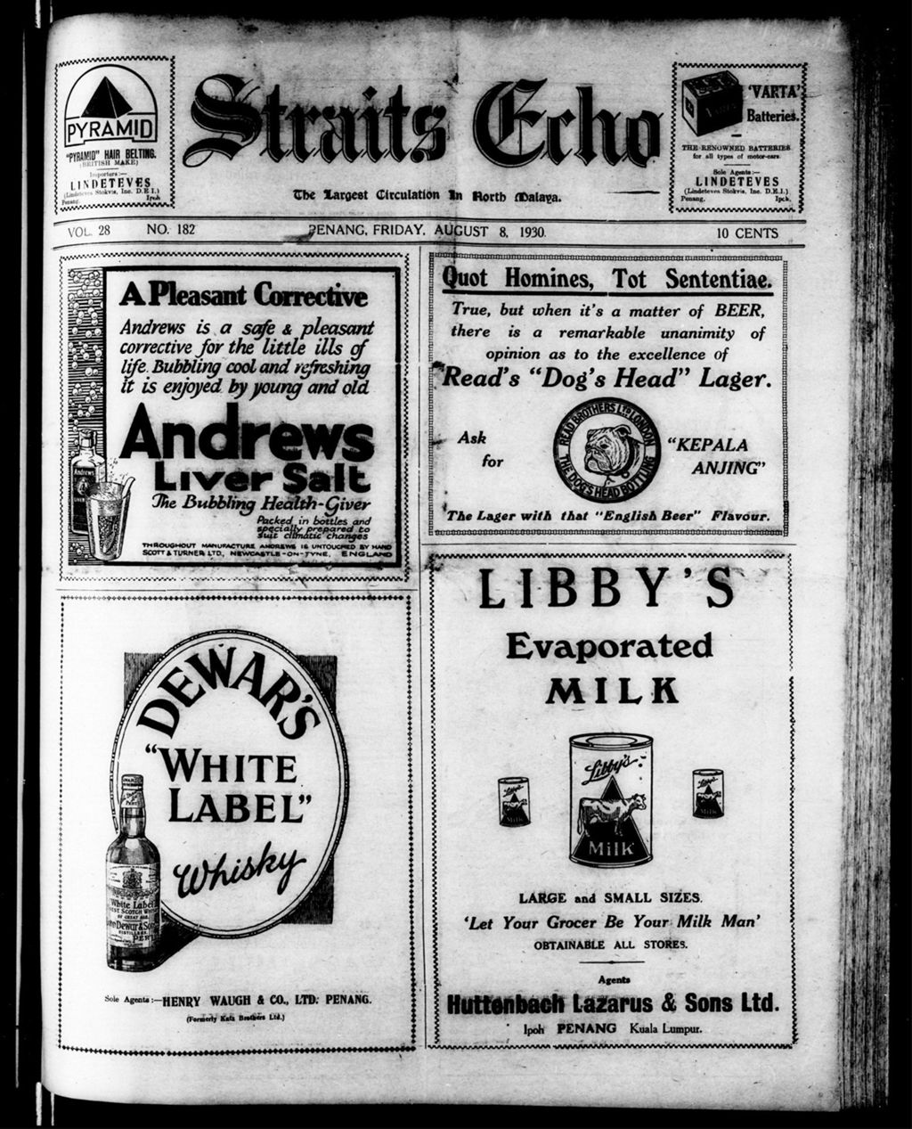 Miniature of Straits Echo 08 August 1930