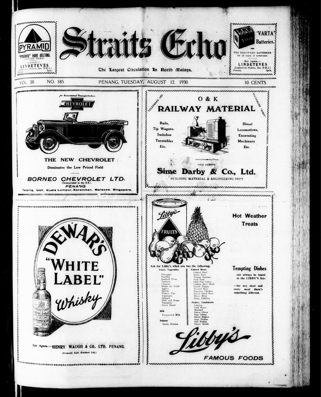 Miniature of Straits Echo 12 August 1930