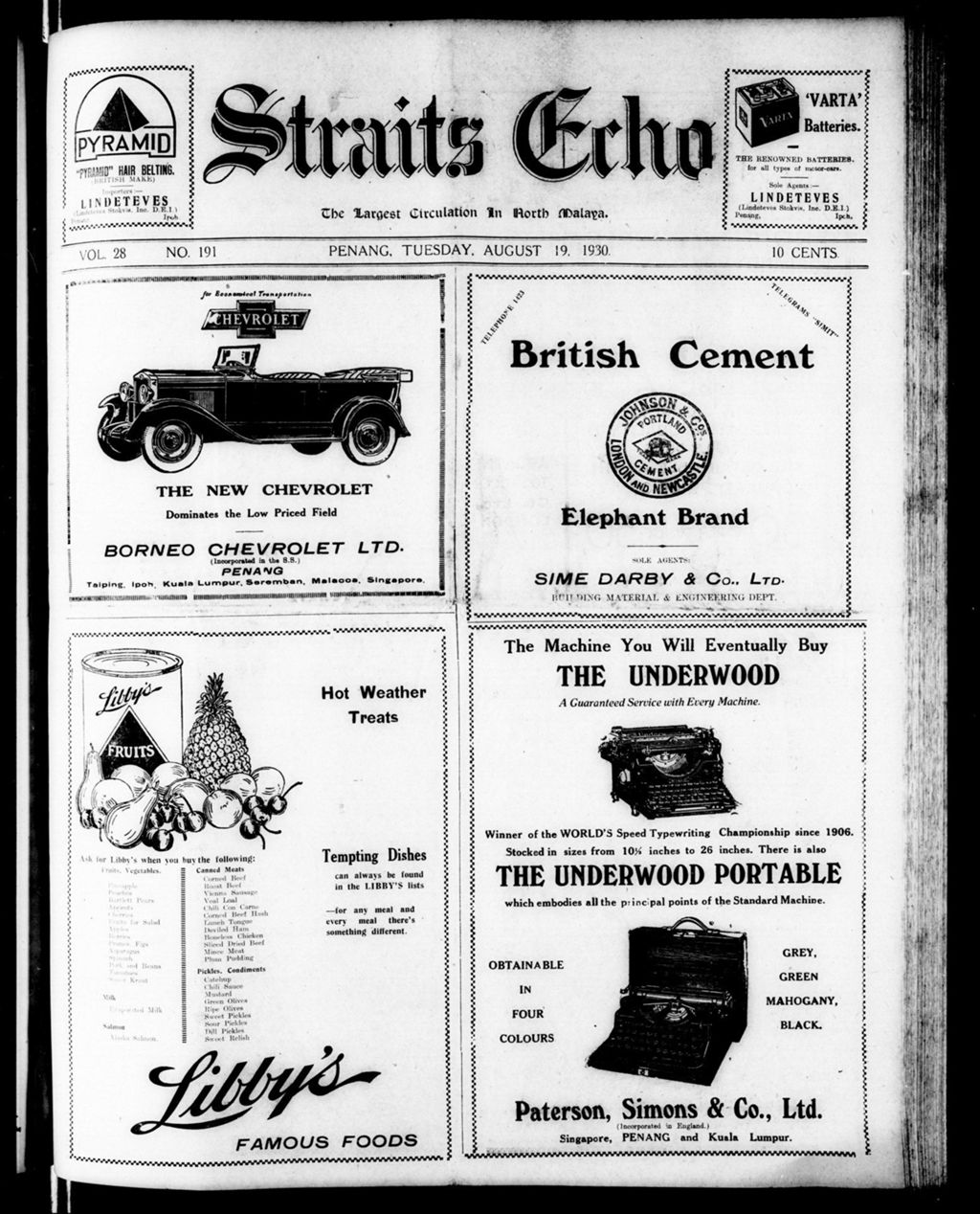 Miniature of Straits Echo 19 August 1930