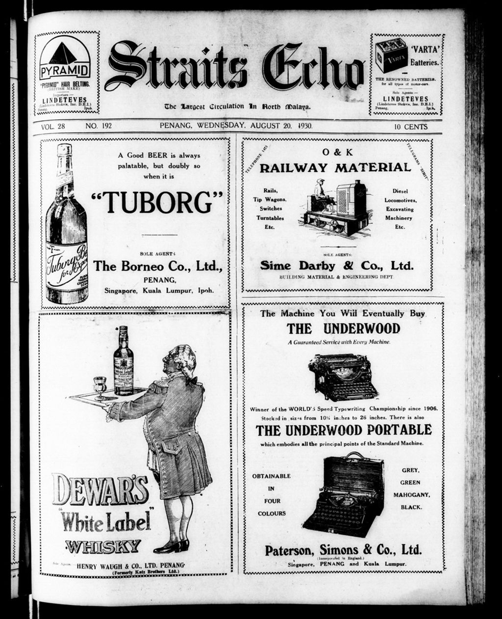 Miniature of Straits Echo 20 August 1930