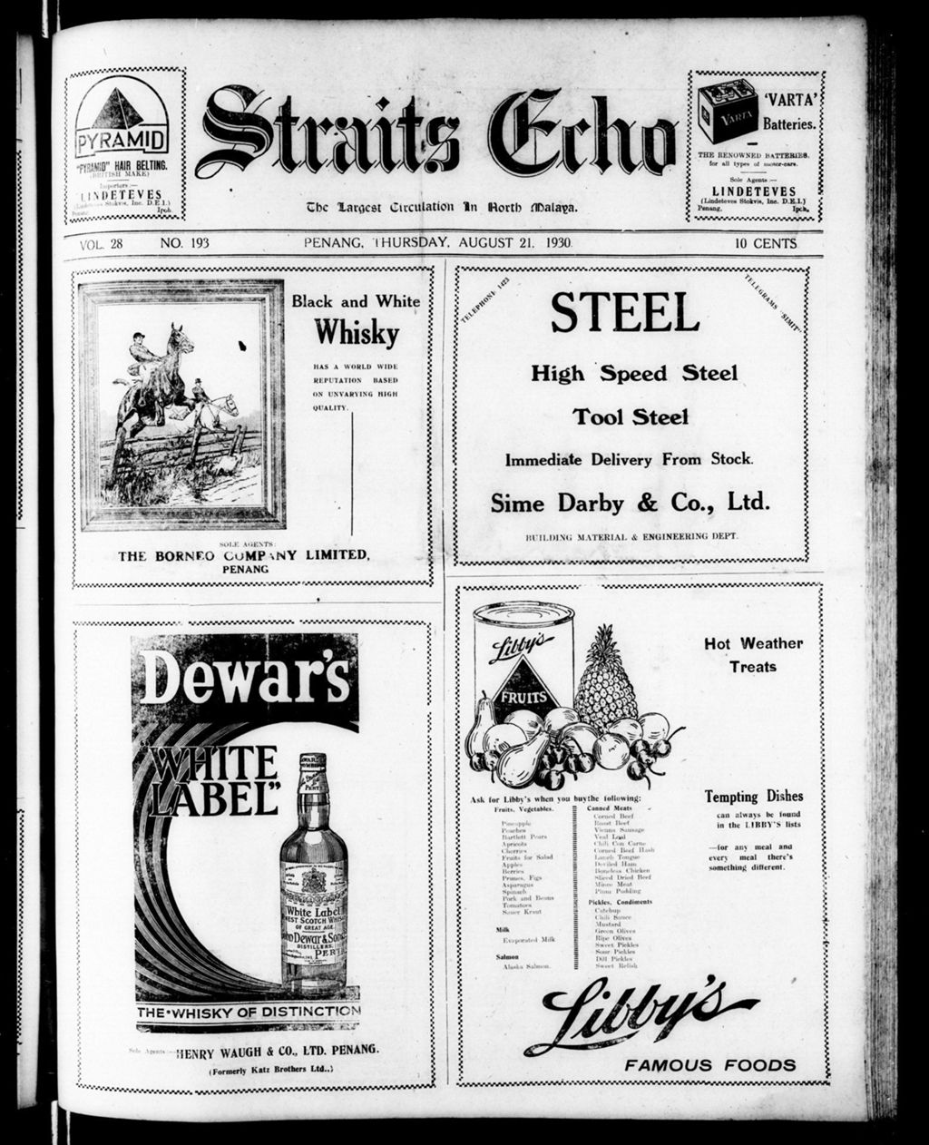 Miniature of Straits Echo 21 August 1930