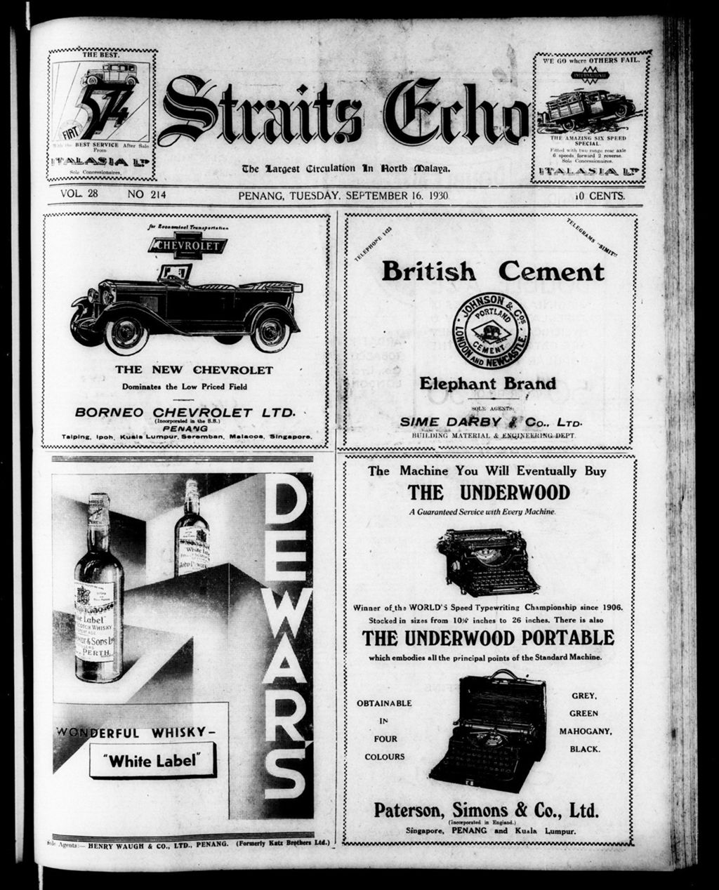 Miniature of Straits Echo 16 September 1930