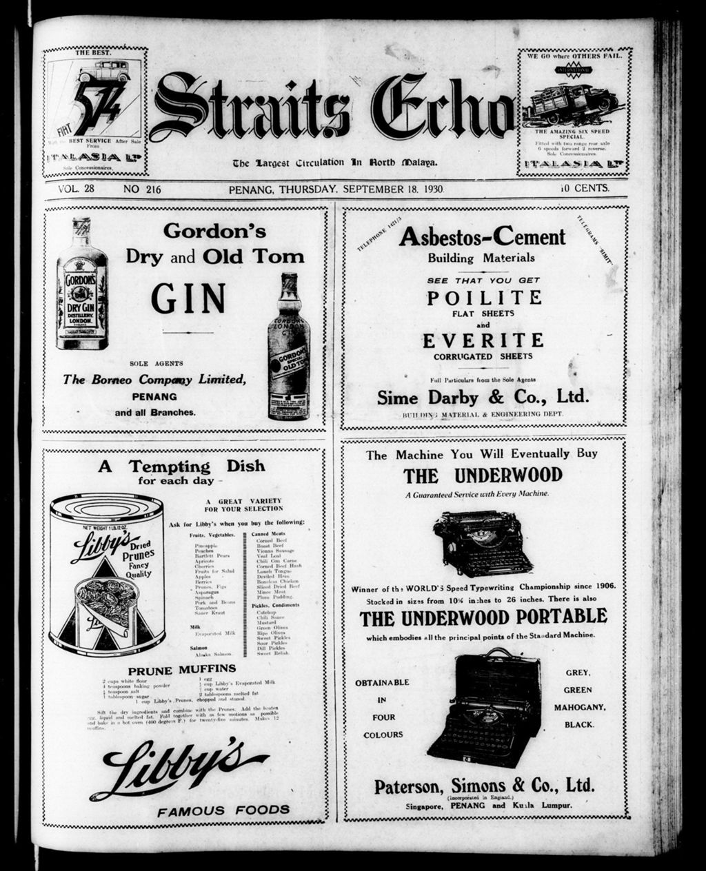 Miniature of Straits Echo 18 September 1930