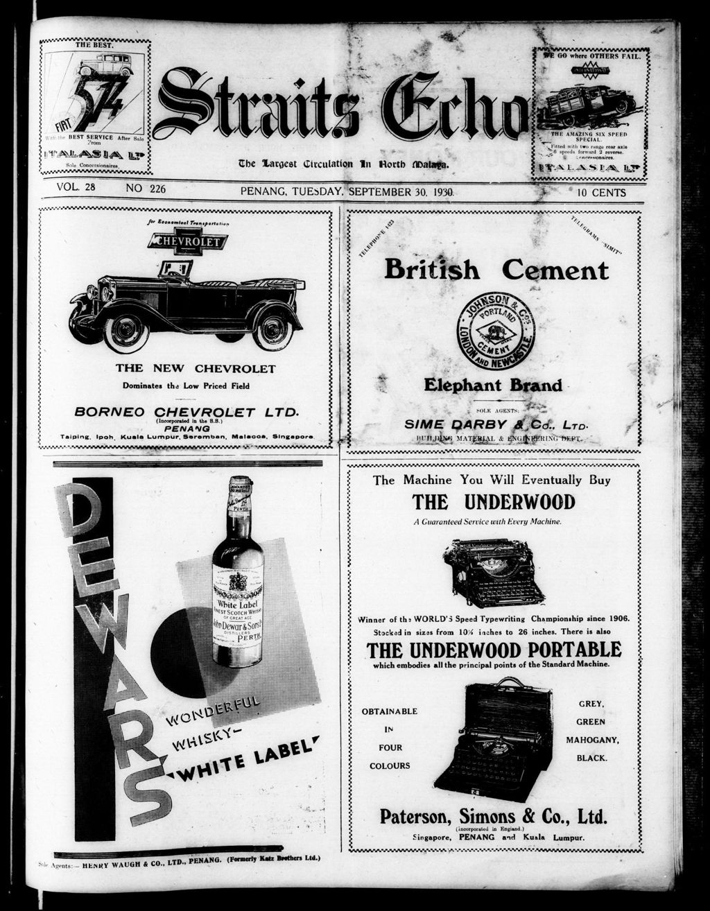 Miniature of Straits Echo 30 September 1930