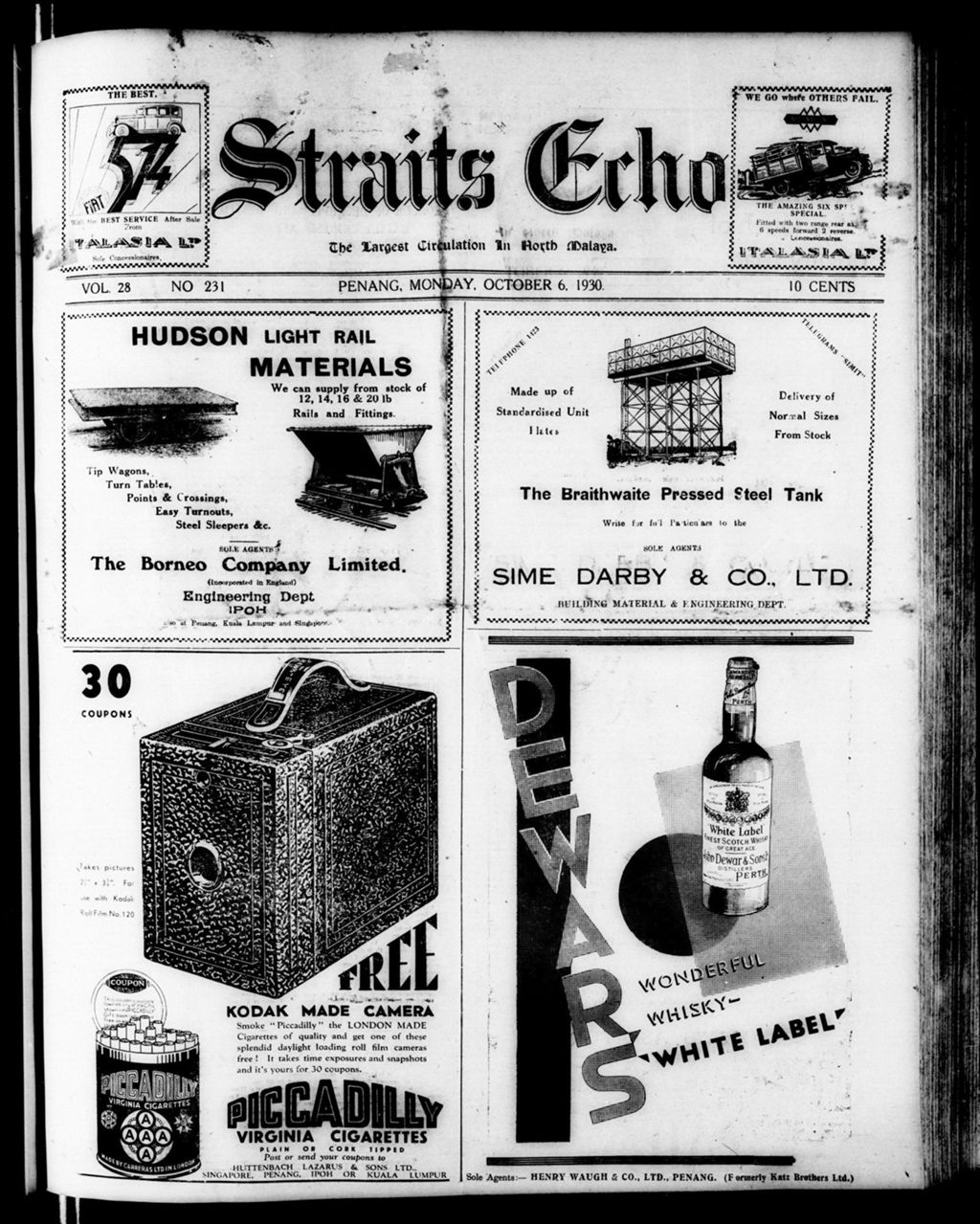 Miniature of Straits Echo 06 October 1930