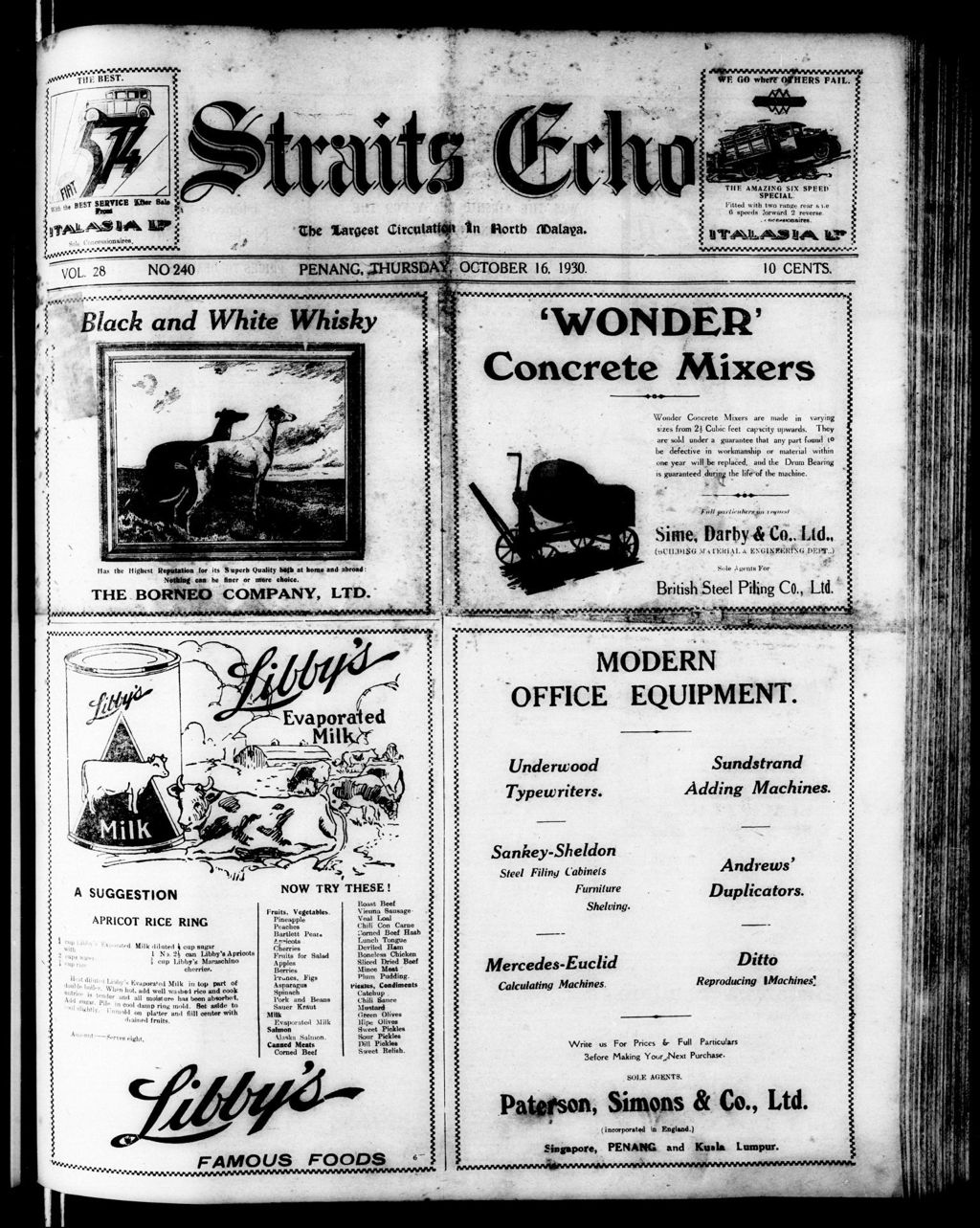 Miniature of Straits Echo 16 October 1930