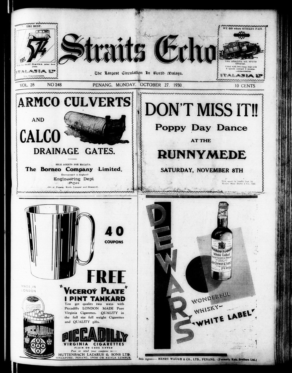 Miniature of Straits Echo 27 October 1930