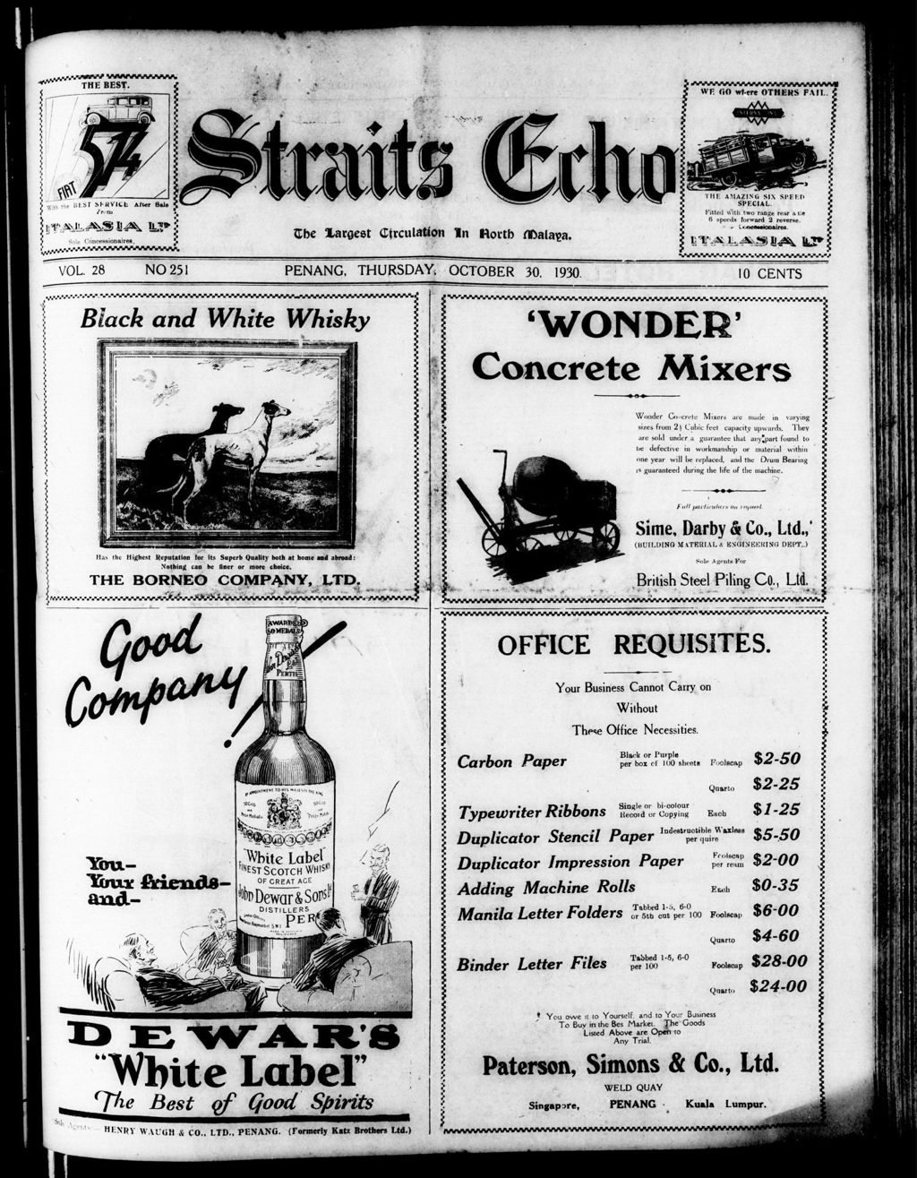 Miniature of Straits Echo 30 October 1930