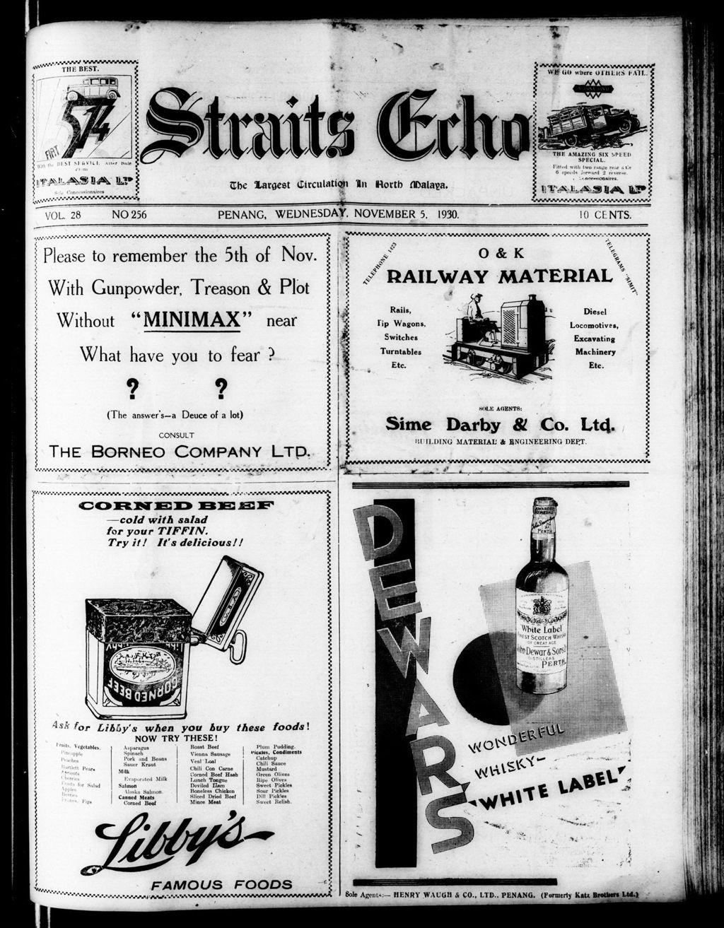 Miniature of Straits Echo 05 November 1930