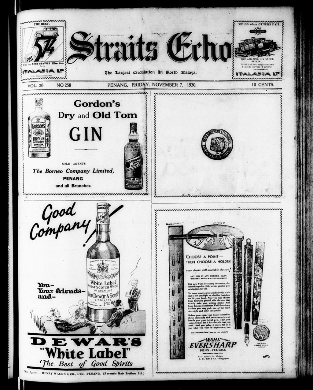 Miniature of Straits Echo 07 November 1930