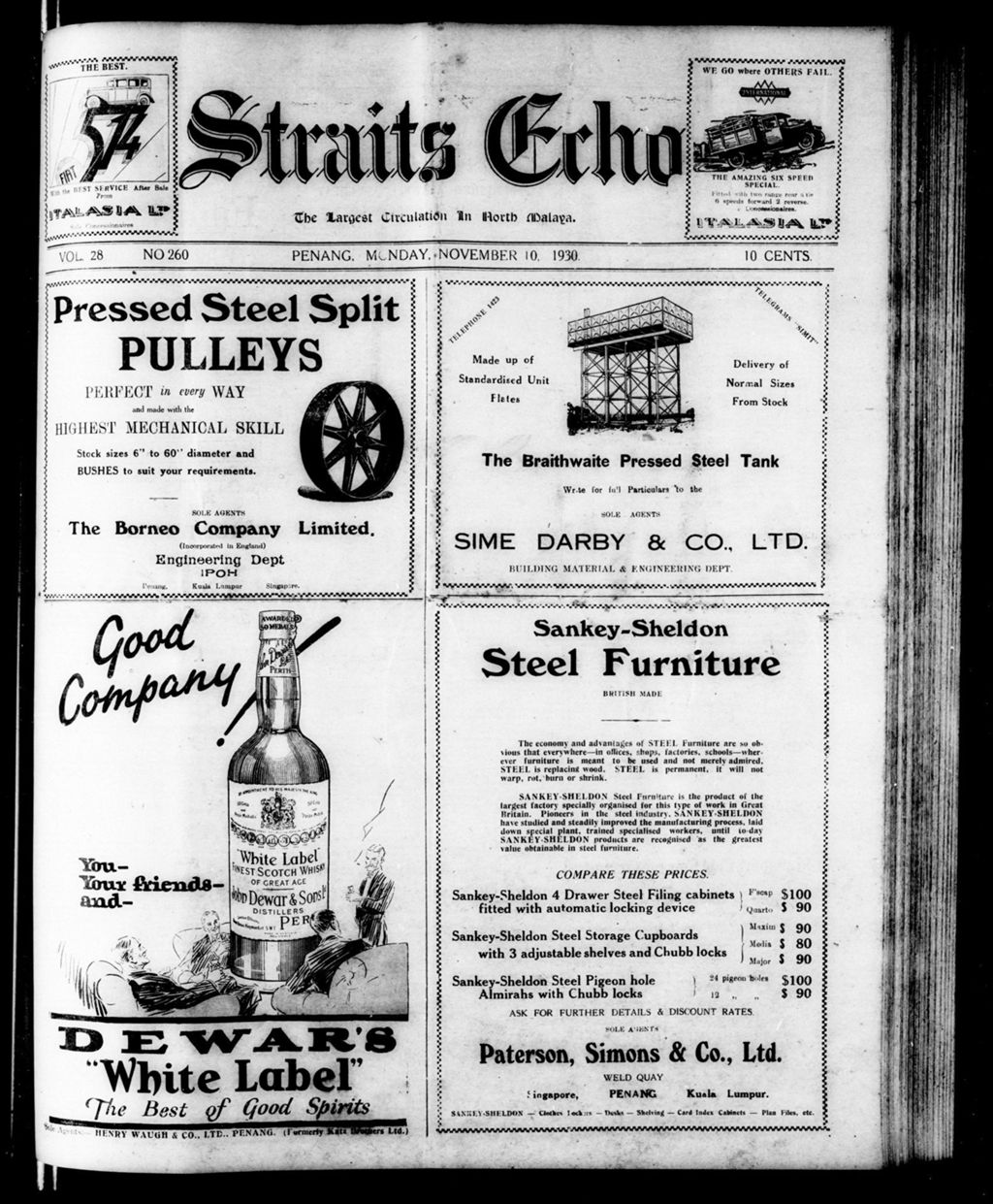 Miniature of Straits Echo 10 November 1930