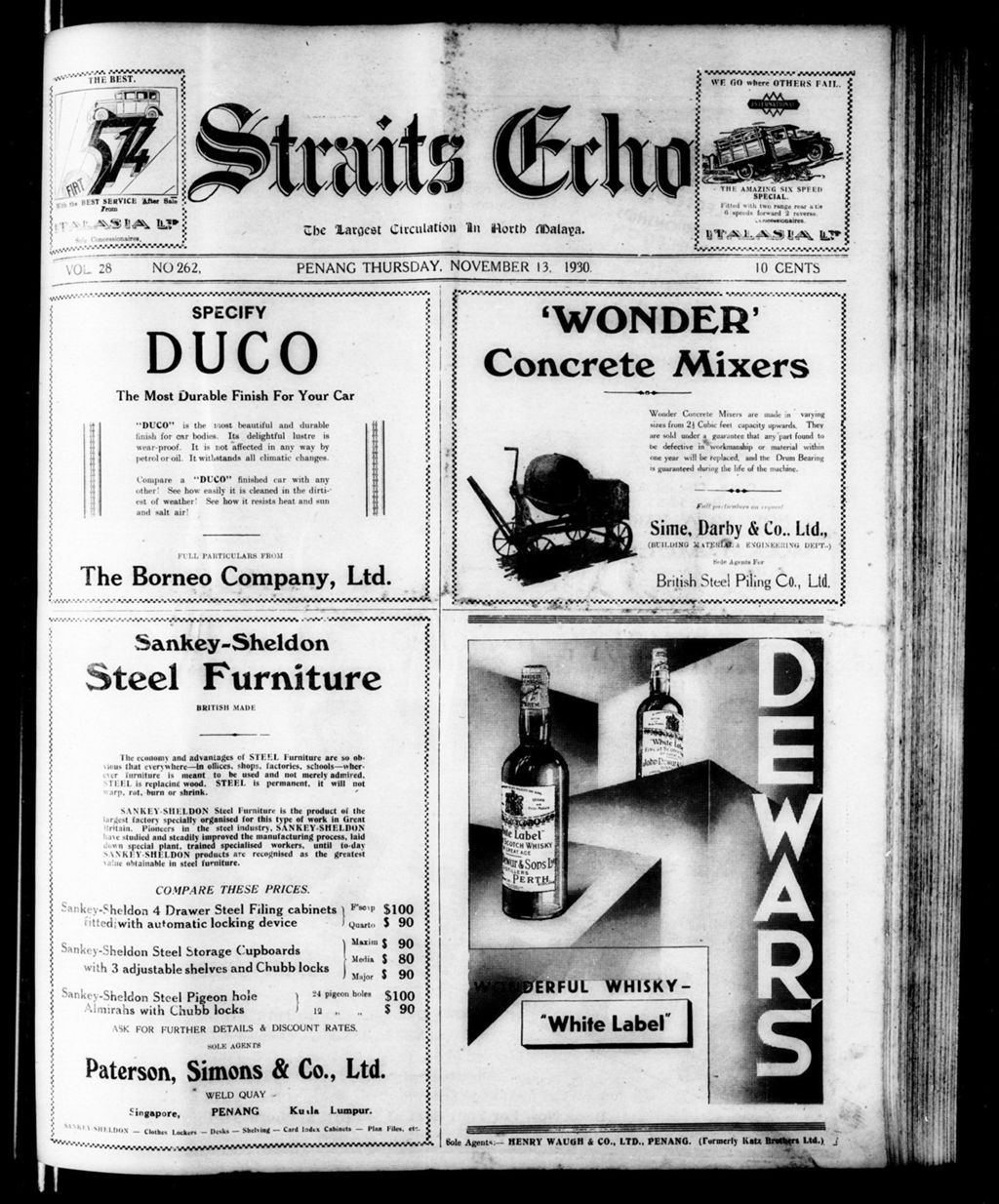 Miniature of Straits Echo 13 November 1930