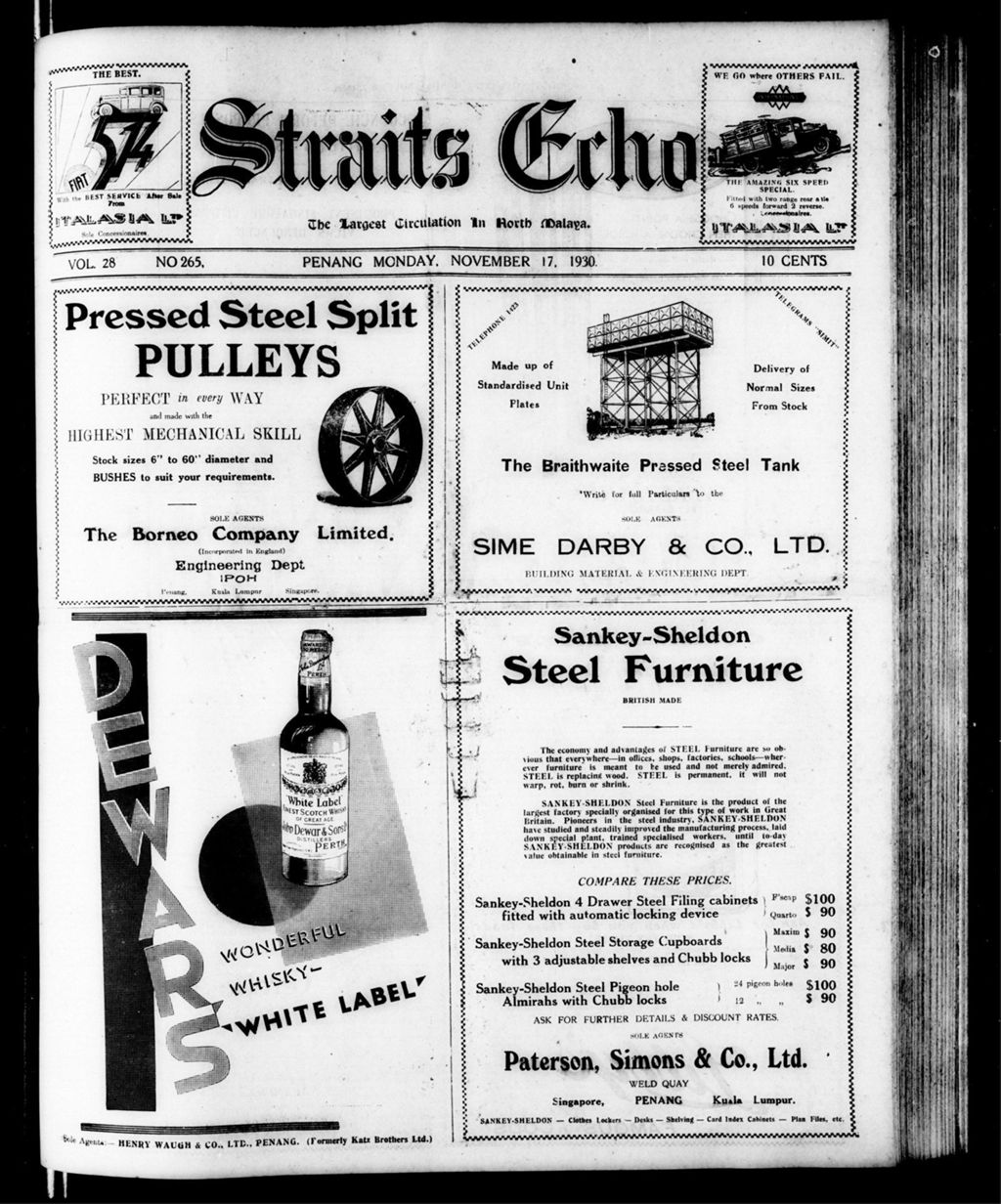 Miniature of Straits Echo 17 November 1930