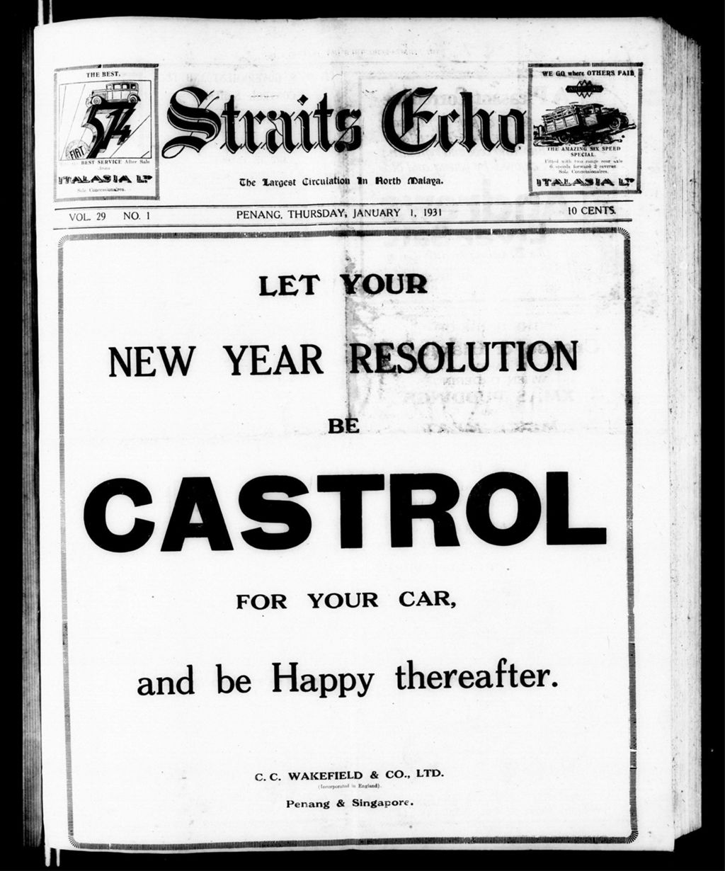 Miniature of Straits Echo 01 January 1931