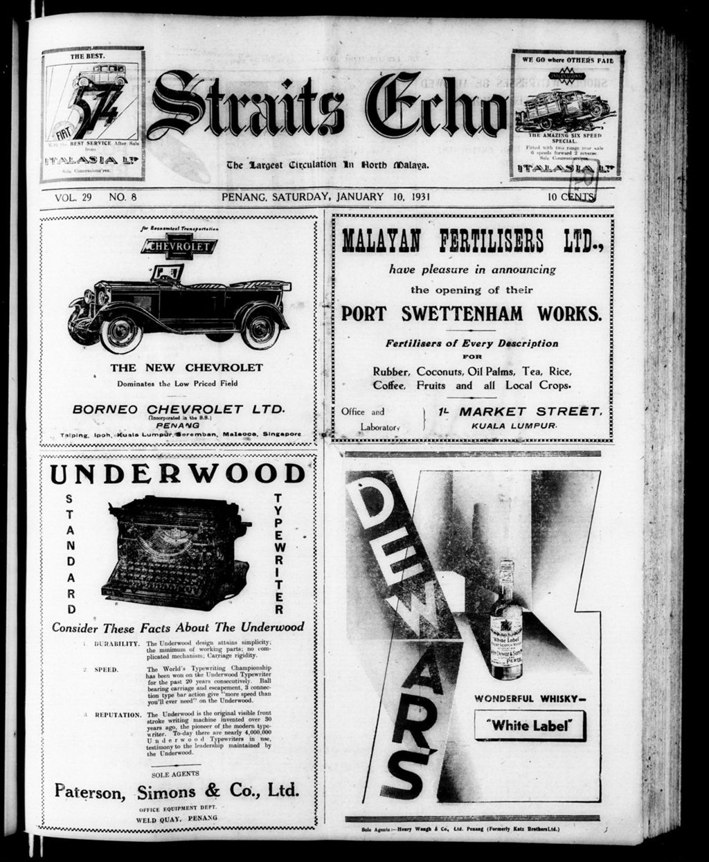 Miniature of Straits Echo 10 January 1931