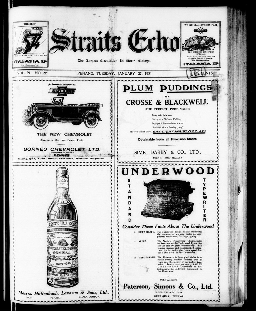 Miniature of Straits Echo 27 January 1931