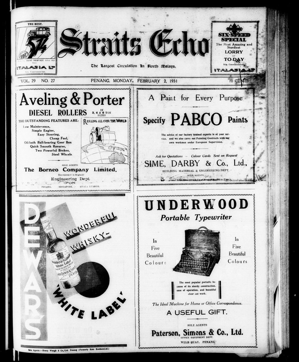 Miniature of Straits Echo 02 February 1931