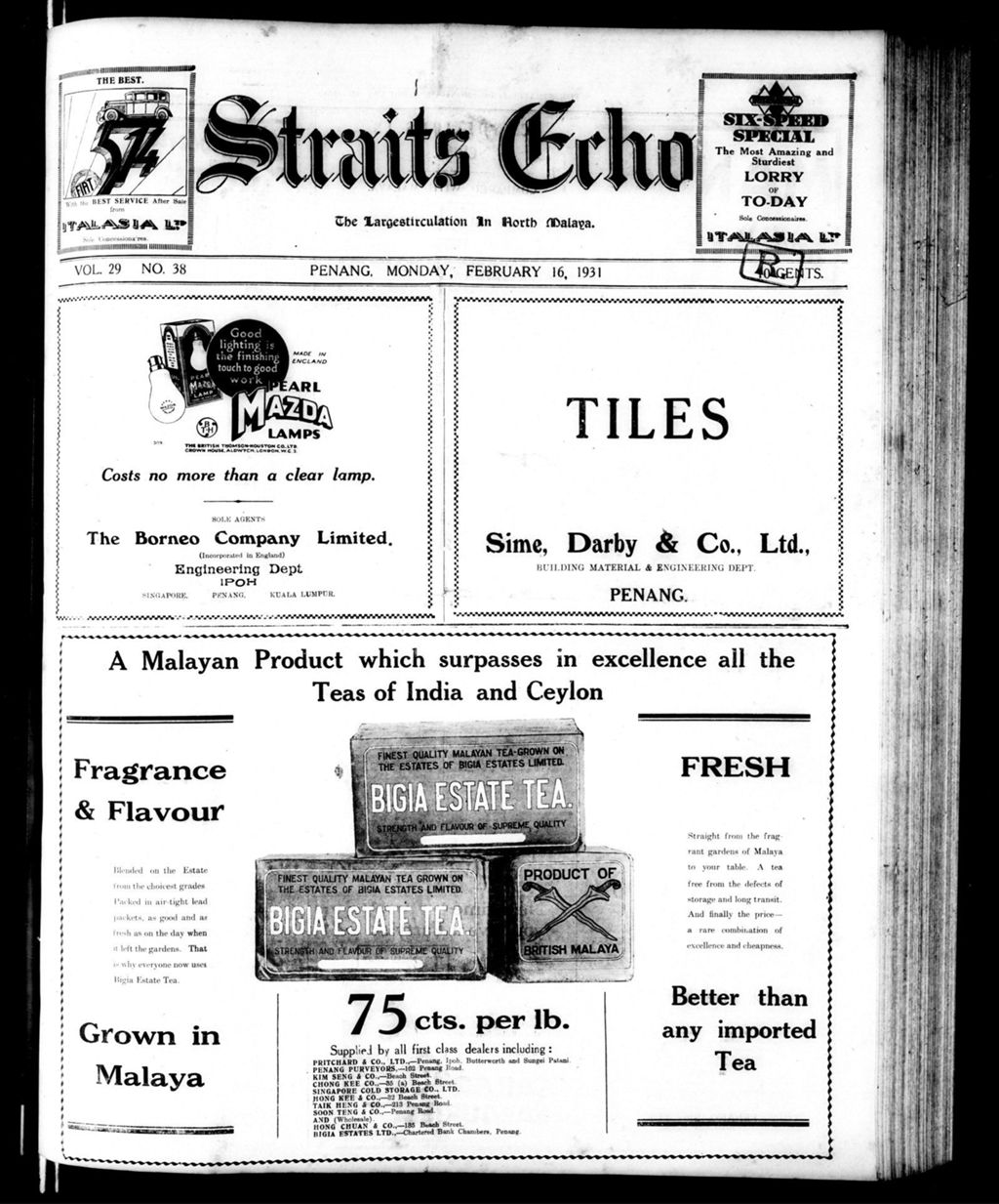 Miniature of Straits Echo 16 February 1931