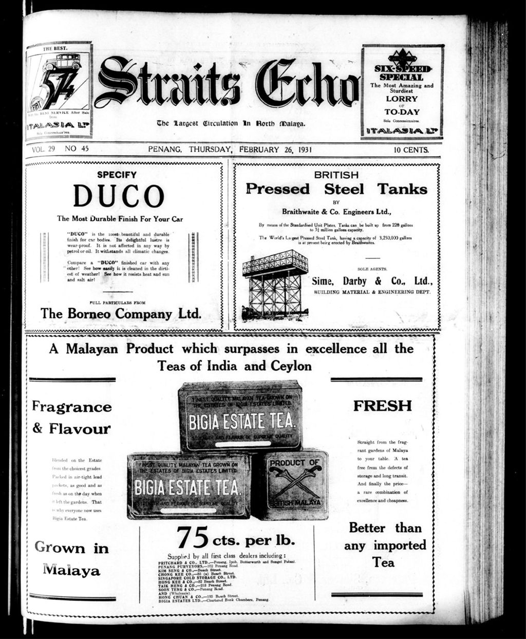 Miniature of Straits Echo 26 February 1931