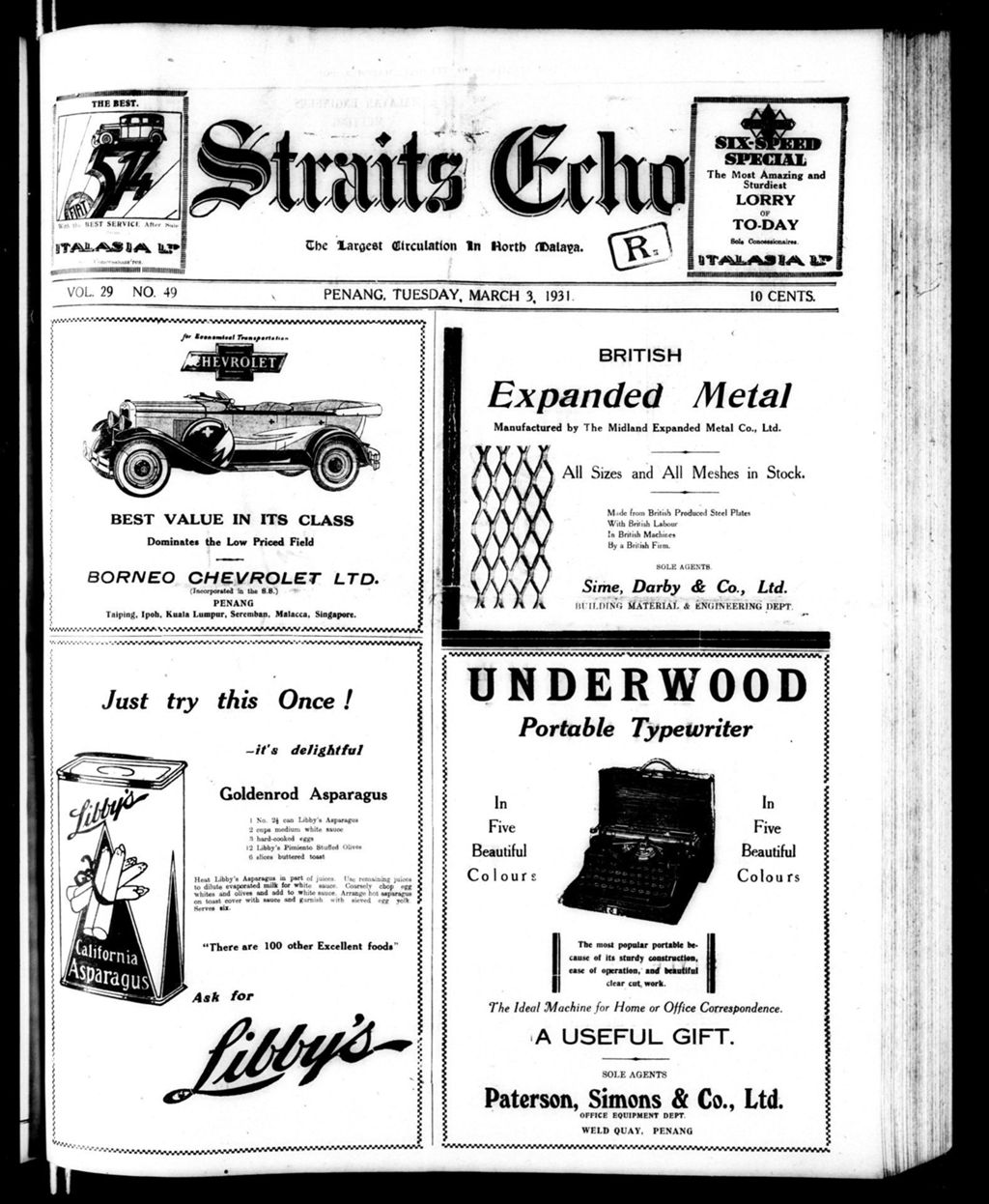 Miniature of Straits Echo 03 March 1931