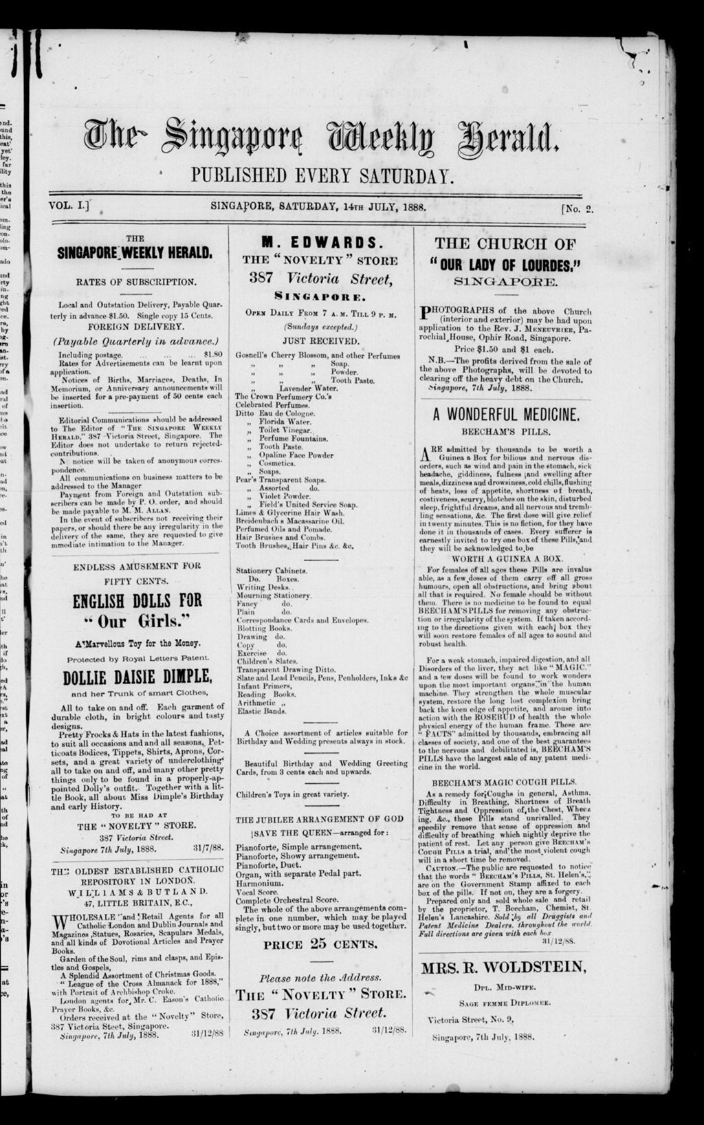 Miniature of Singapore Weekly Herald 14 July 1888