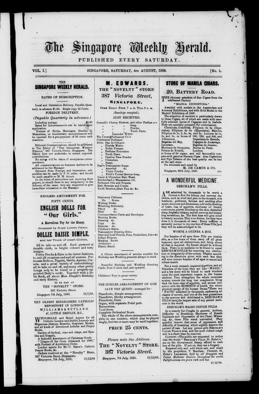 Miniature of Singapore Weekly Herald 04 August 1888