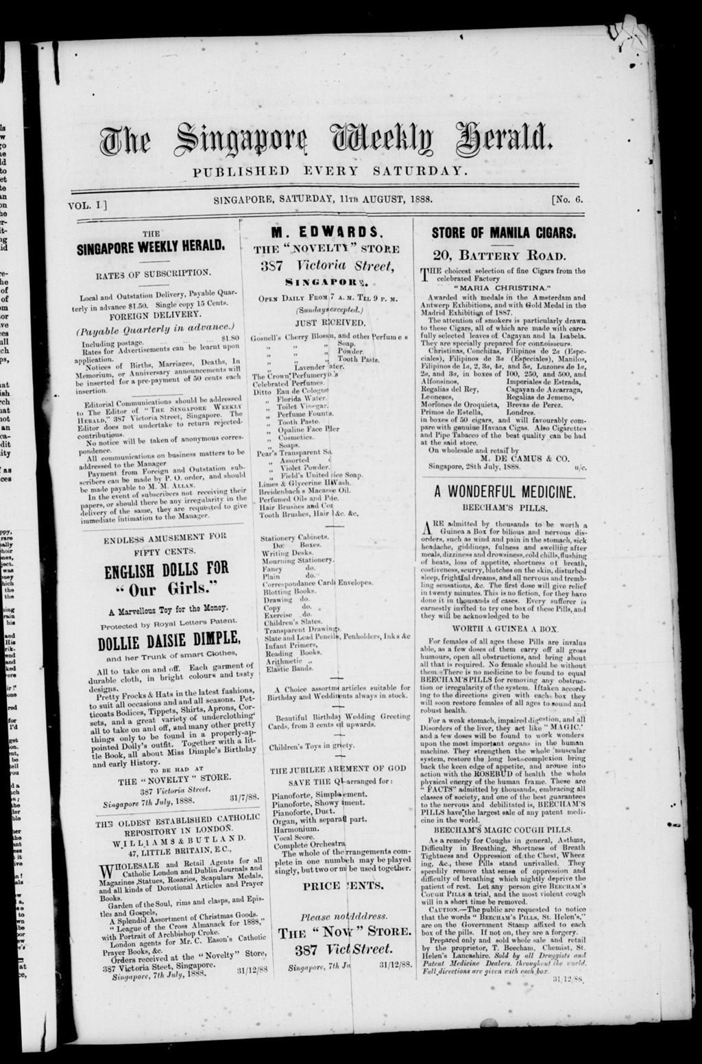 Miniature of Singapore Weekly Herald 11 August 1888