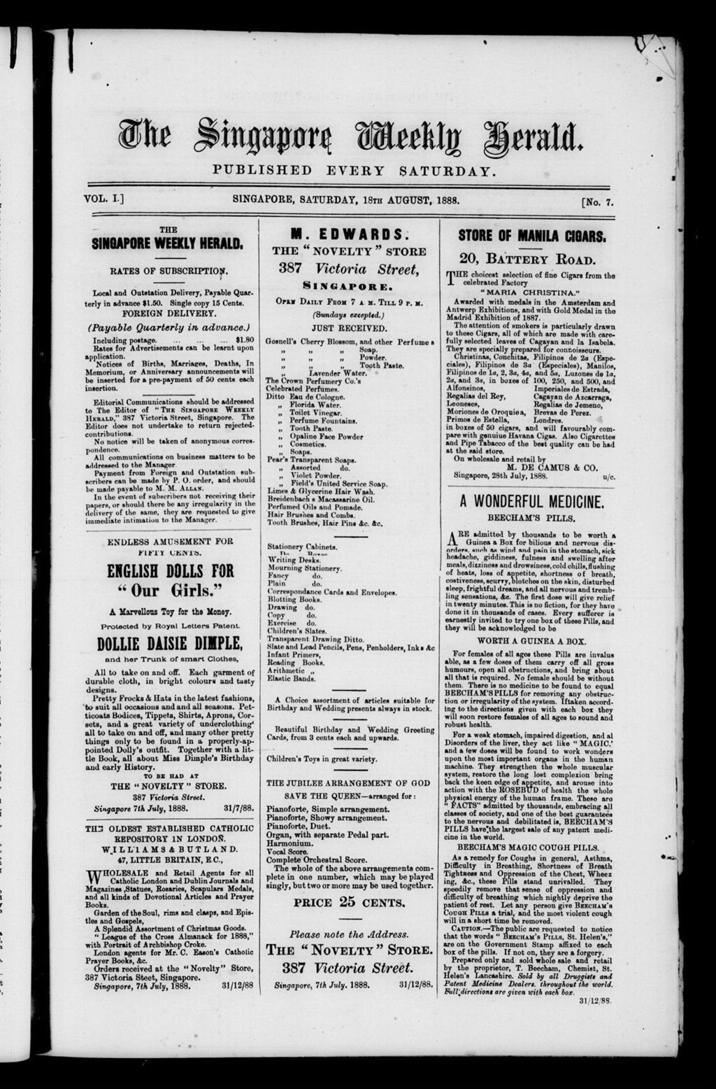 Miniature of Singapore Weekly Herald 18 August 1888