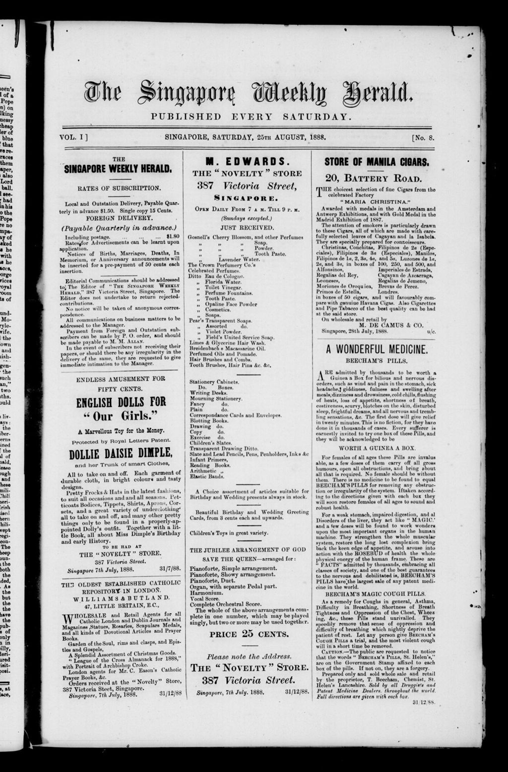 Miniature of Singapore Weekly Herald 25 August 1888